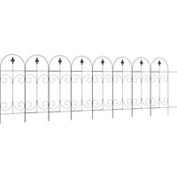 Outsunny 8-Panel Metal Garden Fencing, Rustproof Picket Fence for Flower Beds & Borders, Black Aosom UK