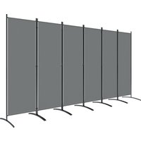 Outsunny 6 Panel Folding Room Divider Foldable Freestanding Garden Privacy Screen, 332 x 172 cm, Dark Grey
