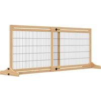 PawHut Cancellino per Cani Estensibile in Legno da Interno, 104-183x36x69cm, Colore Legno
