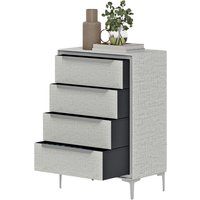 HOMCOM Commode 4 Tiroirs en Acier avec Revêtement en Tissu Effet Lin, 60x36x88 cm, Gris