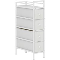 HOMCOM Kommode mit 4 Stoffschubladen, schmale Schlafzimmerkommode mit Stahlrahmen, Schubladenkommode für kleine Räume, Wohnzimmer, Ankleidezimmer, Bad, Weiß Aosom