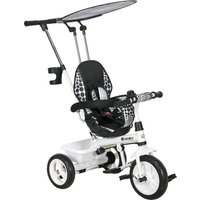 HOMCOM Triciclo per Bambini con Maniglione di Spinta, Tettuccio, Barra di Sicurezza e Box, 105x47x89 cm, Bianco e Nero Aosom Italy