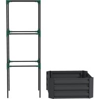Outsunny Bac surélevé avec treillis Bac à plantes avec treillis de soutien, fond ouvert, résistant aux intempéries, 61 cm x 61 cm x 140 cm, gris foncé