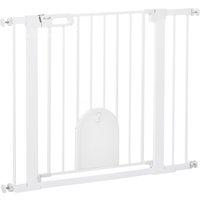 PawHut Cancellino per Cani Regolabile con Porta Piccola e Chiusura Automatica, 75-103x76cm, Bianco