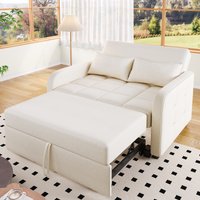 Multifunctional Folding Sofa Bed with Adjustable Backrest and 2 Cushions, Daybed Ideal for Small Flats, 127L x 75-180W x 94H cm, Light Grey Aosom UK