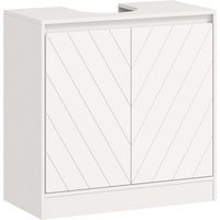 HOMCOM Waschbecken-Unterschrank, Badezimmerschrank mit 2 Türen und höhenverstellbarem Einlegeboden, Schrank für Waschbecken mit oder ohne Sockel, Vintage-Stil, 60x30x59,8 cm, Weiß Aosom