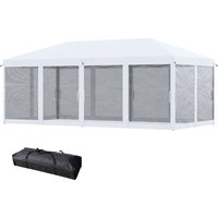Outsunny Tonnelle de Jardin 6x3 m Pliable avec Moustiquaire et Housse de Transport, Crème