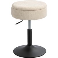 HOMCOM Sgabello da Bar con Contenitore Altezza Regolabile Sgabello da Cucina Rotondo Girevole Rivestito in Chenille Beige Aosom Italy
