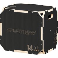 SPORTNOW Caisse pliométrique en bois 3 en 1 avec 3 hauteurs différentes Poignées sans arêtes Entraînement de saut 41x36x31 cm Noir
