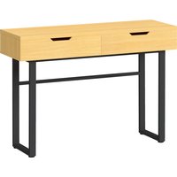HOMCOM Console table 120 cm, narrow console with 2 drawers, metal frame and handleless design, natural wood | Aosom Ireland