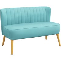 HOMCOM Retro design 2-Seater Sofa, Wood Legs, 117 x 56.5 x 77 cm, Green | Aosom Ireland