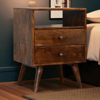 Bedside Cabinet 2 Drawers & Open Shelf Classic Nightstand Home Display & Storage x 45W x cm Aosom