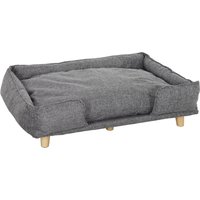 PawHut Hundesofa Hundecouch mit Rückenlehne Holzbeine Hundebett mit Polyester Haustiersofa Katzensofa für große Hunde bis zu 30 kg und 60 cm Schulterhöhe 96 x 66 x 24 cm Dunkelgrau Aosom