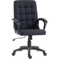 Vinsetto Chaise de Bureau Pivotante Revêtue en Lin Synthétique Hauteur Réglable Basculante Dossier Moyen Accoudoirs Noir
