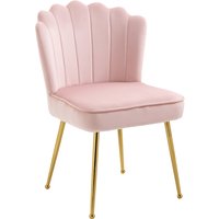 Velvet-Feel Shell Luxe Accent Chair, HOMCOM Glam Vanity Chair Makeup Seat, Home Bedroom Lounge with Metal Legs Comfort Padding, Pink | Aosom Ireland
