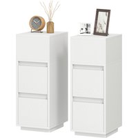 HOMCOM Lot de 2 Tables de Chevet avec 2 Tiroirs et Tablette Ouverte Modernes et Gain de Place, 25x30x65 cm, Blanc