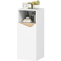 HOMCOM Meuble de salle de bain avec armoire à porte à fermeture amortie et compartiment ouvert, 30x30x71.5 cm, Blanc et bois