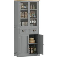 180cm Tall Kitchen Pantry Cupboard Freestanding Storage Cabinet 5 Tier Adjustable Shelves Drawer