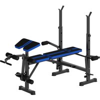 HOMCOM Banc de Musculation avec Dossier Réglable et Support de Barre Réglable pour Entraînement à Domicile Salle de Sport Noir