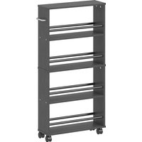 HOMCOM Multifunction shelf with wheels, slim design, 4 compartments, 45x15x91 cm, Black | Aosom Ireland