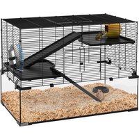 PawHut 3 Tiers Hamster Cage, Gerbil Cage with Deep Glass Bottom, Non-Slip Ramps, Platforms, Hut Exercise Wheels Water Bottle for Syrian Dwarf Hamster | Aosom Ireland