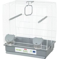 Cage d'élevage oiseaux - Zolux - Primo 40 x 25,5 x 44 cm - 2 perchoirs - 2 mangeoires - Balançoire - Blanc et gris
