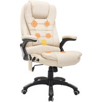 HOMCOM Chaise de Bureau Pivotante Fauteuil Direction de Massage Électrique Massant Relaxtion Crème