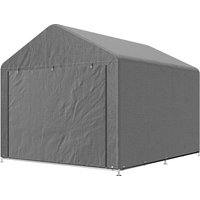 Outsunny Abri de Jardin 2x2.4 m Imperméable, Porte Enroulable et Armature Métallique, Gris clair