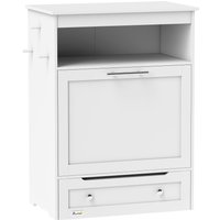 PawHut HaustierFutterschrank mit 2 Edelstahlnäpfen 3 Haken Tierfutterschrank mit Lagerschrank offenem Fach Kipptür Hundefutterstation für Hunde 61 x 355 x 82 cm Weiß Aosom