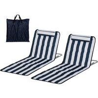 Outsunny Chaise longue pliante de jardin avec coussin Chaise longue avec dossier réglable 5 positions Sac de transport Bleu