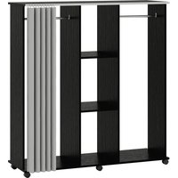 HOMCOM HOMCOM Kleiderschrank Garderobe Mobiler Aufbewahrungsschrank 6 Rollen 120L x 40l x 128H cm Holz Schwarz Aosom