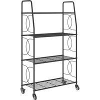 Outsunny Metal Plant Stand with 4 Tiers, Sturdy Ladder Shelf for Flower Pots with Lockable Wheels | Aosom Ireland