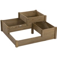 Outsunny Aiuola rialzata, 4 vasche per piante su 3 livelli, resistente alle intemperie, legno massiccio, 122 cm x 122 cm x 51 cm, naturale Aosom Italy