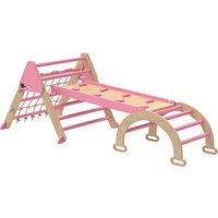 AIYAPLAY Triangolo da arrampicata 8-in-1 per i più piccoli – scivolo su entrambi i lati, arco & scala, Rosa Aosom Italy