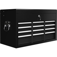HOMCOM 6 Drawer Tool Chest, Lockable Metal Tool Box with Top Case, Ball Bearing Runners, Portable Toolbox, 600mm x 260mm x 340mm, Black Aosom UK