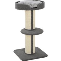 PawHut Tiragraffo gatto multi-attività albero per gatti 81cm con cuscino colonna in sisal Agnello cashmere grigio Aosom