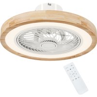 HOMCOM Ventilador de teto com luz e comando remoto, 6 velocidades, brilho ajustável, motor silencioso, castanho claro Aosom Portugal