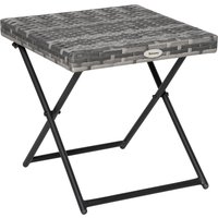 Outsunny Gartentisch Polyrattan Klappbarer Couchtisch Falttisch Metallgestell Grau 40x40x40cm Aosom