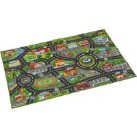 AIYAPLAY Tappeto per bambini Strada della città 160x100 cm Tappeto educativo antiscivolo per gattonare e giocare con macchinine Aosom Italy