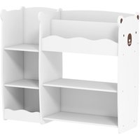 AIYAPLAY Étagère pour jouets pour enfants étagères ouvertes compartiments motif ours organiseur de jouets blanc