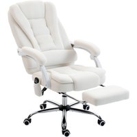 Vinsetto Massage- und beheizbarer Bürostuhl, ergonomischer Stuhl mit Höhenverstellung, neigbarer Rückenlehne und kabelgebundener Fernbedienung, 360° drehbar, Leinenstoff, weiß Aosom