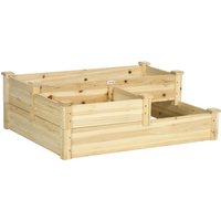 Outsunny Carré potager en bois jardinière extérieure en escalier 3 niveaux design sans fond 108