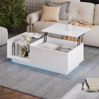 Lift Up Coffee Table Space Saving Hidden Open Storage Desk LED App Controlled Lighting x 50W x cm Aosom UK