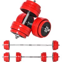 HOMCOM Ensemble d'haltères musculation 30 kg total poids réglable disques 2,5 / 1,25 kg 2 barres d'haltères nickelé revêtement plastique noir