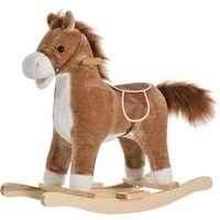 HOMCOM Kids Ride On Plush Rocking Horse w/ Sound Brown