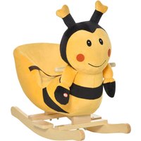 HomCom Cavallo a Dondolo in Legno per Bambini Ape Giochi Educativi 60x33x45cm Colori Giallo e Nero per Sviluppo Motorio Aosom