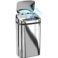 HOMCOM Poubelle 30 L à capteur avec ouverture et fermeture automatiques, 33x25x57.5 cm, Argent
