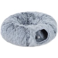 2 1 Donut Cat Tunnel Washable Bed Play Tunnel Bed Toy Ball Door Hole Indoor Cats Light Grey