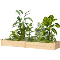 Outsunny Bac surélevé en bois, bac de plantation avec séparateur et fond ouvert, serre de jardi