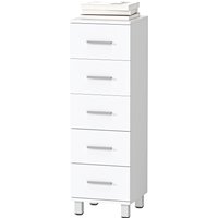 HOMCOM Commode à 5 tiroirs, meuble étroit pour chambre, commode moderne pour salon, couloir, armoire, Blanc
